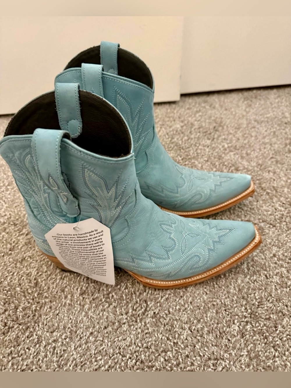 Lane Lexington Bootie Powder Blue Leather Western Cowboy Boots Size 8.5 NWT - Picture 6 of 8
